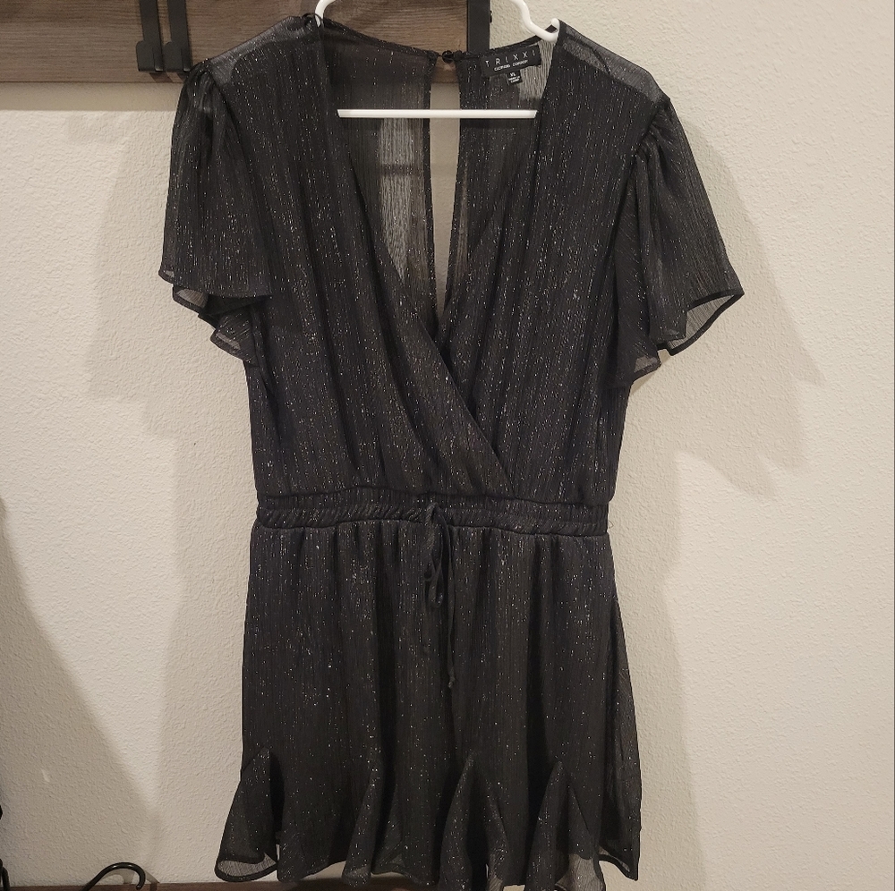 Trixxi black dress with gold streaks